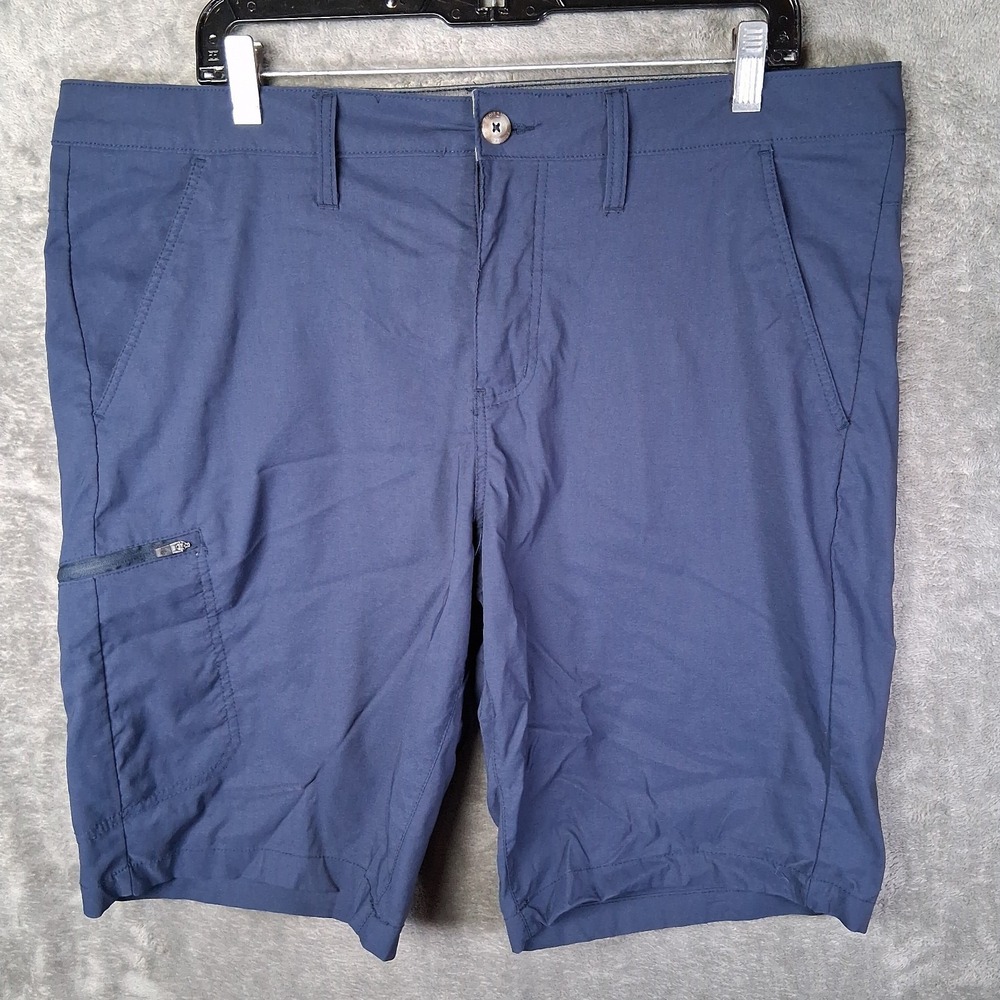 Eddie Bauer Rainier Cargo Shorts Men Size 38 X 10 Navy Blue Stretch UPF DWR